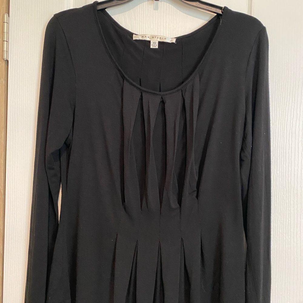 Max studio Womens Blouse sz XS pleaded peplum corpcore office teacher